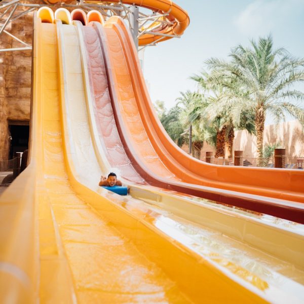 Man on a water slide